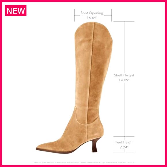 Wide Calf Knee High Boots Kitten Heel Pointed Toe Side Zipper - Picture 5 of 8